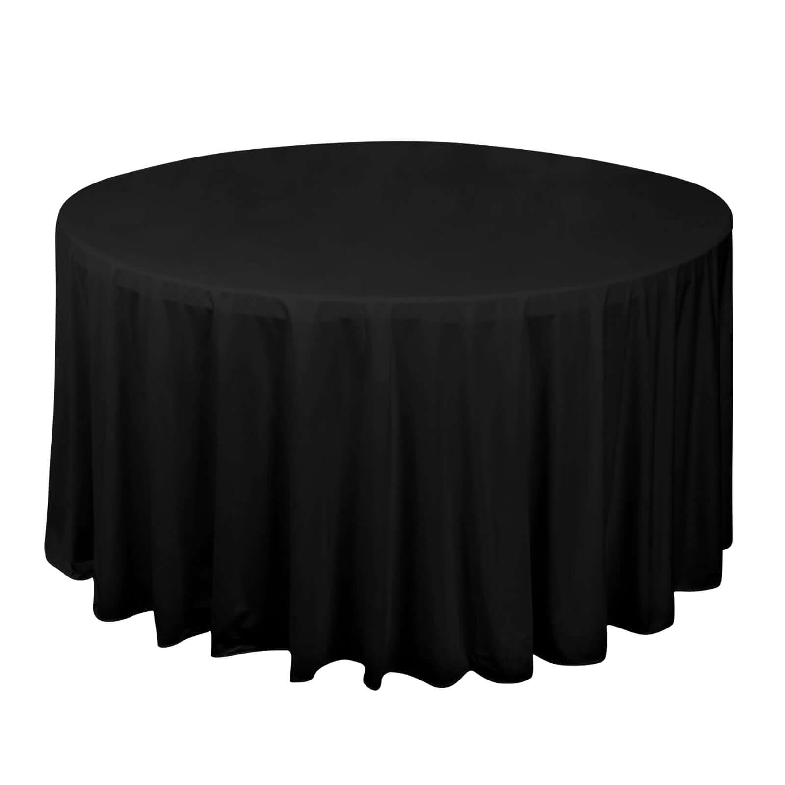 Premium Scuba Round 120" Tablecloth Black - Wrinkle Free & Stain Resistant Seamless Table Cover for Weddings & Events Pro Linens