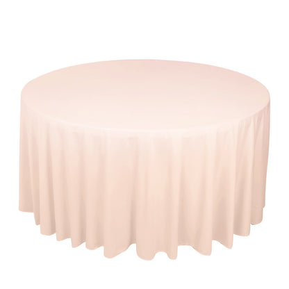 Premium Scuba Round 120" Tablecloth Blush - Wrinkle Free & Stain Resistant Seamless Table Cover Pro Linens