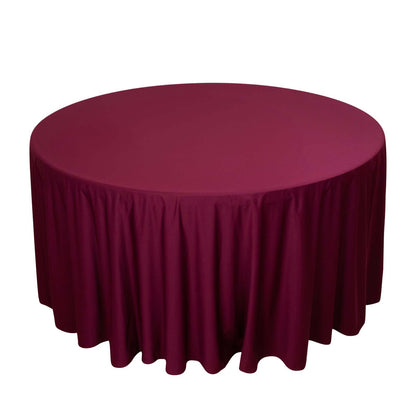 Premium Scuba Round 120" Tablecloth Burgundy - Wrinkle Free & Stain Resistant Seamless Table Cover Pro Linens