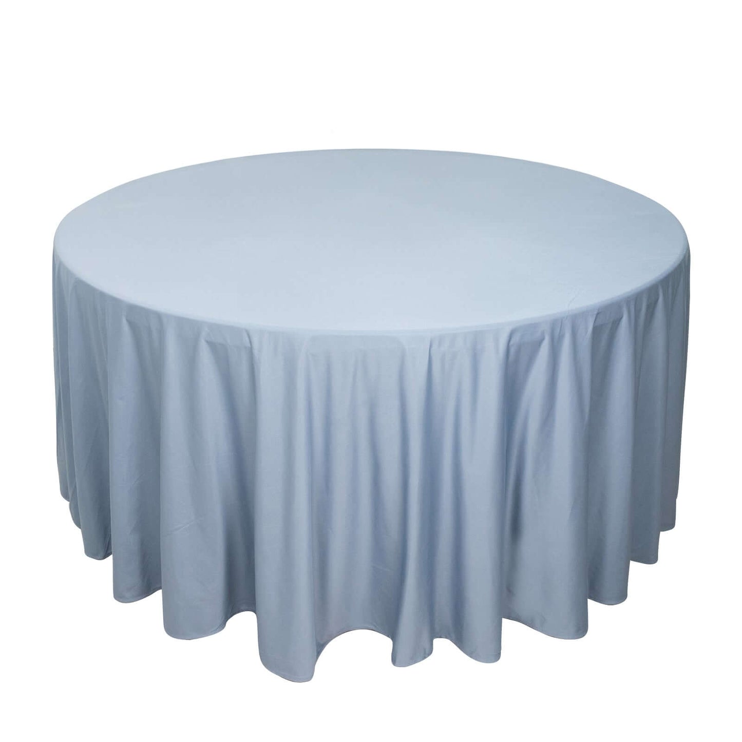 Premium Scuba Round 120" Tablecloth Dusty Blue - Wrinkle Free & Stain Resistant Seamless Table Cover Pro Linens