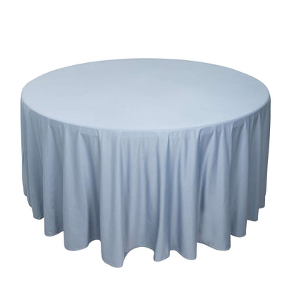 Premium Scuba Round 120" Tablecloth Dusty Blue - Wrinkle Free & Stain Resistant Seamless Table Cover Pro Linens