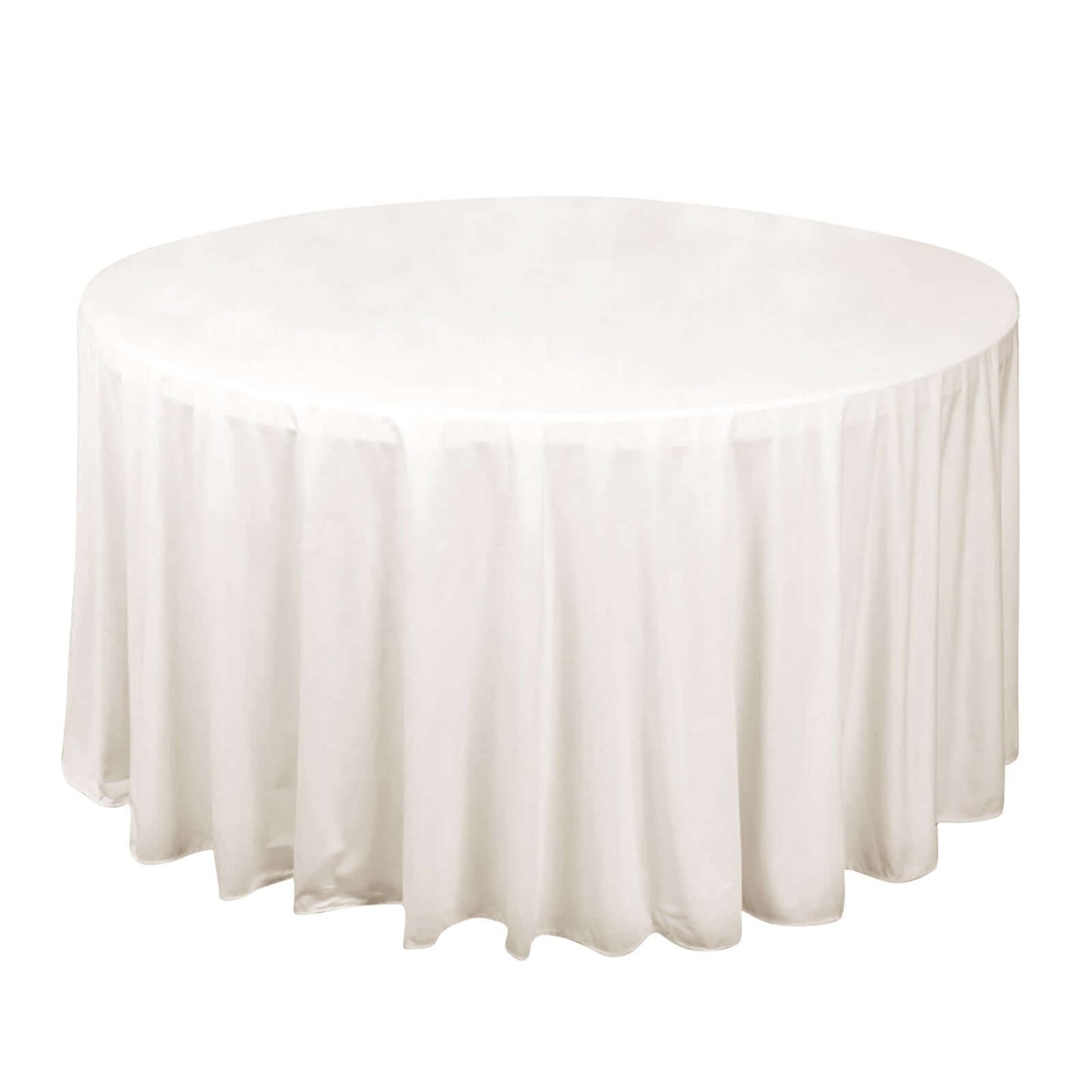 Premium Scuba Round 120" Tablecloth Ivory - Wrinkle Free & Stain Resistant Seamless Table Cover Pro Linens