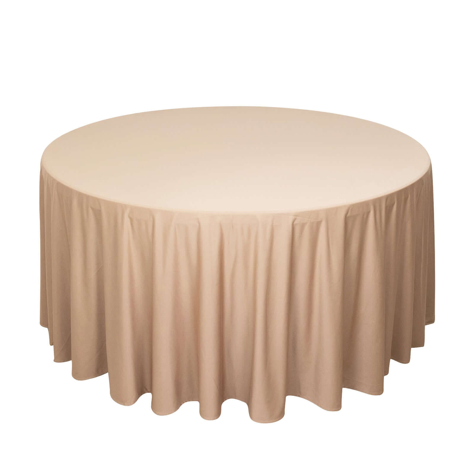 Premium Scuba Round 120" Tablecloth Nude - Wrinkle Free & Stain Resistant Seamless Table Cover Pro Linens