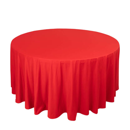 Premium Scuba Round 120" Tablecloth Red - Wrinkle Free & Stain Resistant Seamless Table Cover Pro Linens