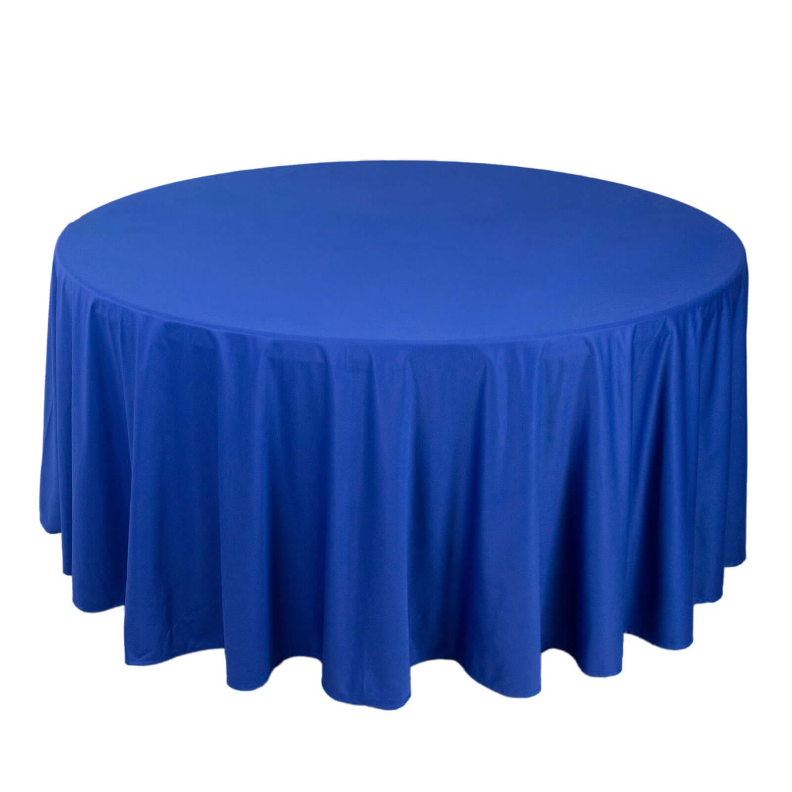 Premium Scuba Round 120" Tablecloth Royal Blue - Wrinkle Free & Stain Resistant Seamless Table Cover Pro Linens