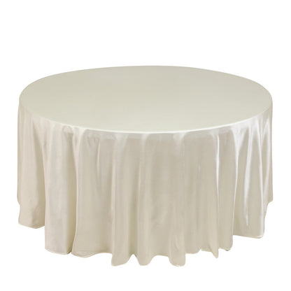 Premium Scuba Round 120" Tablecloth Shimmering Pearl - Wrinkle Free, Stain Resistant & Seamless Table Cover Pro Linens