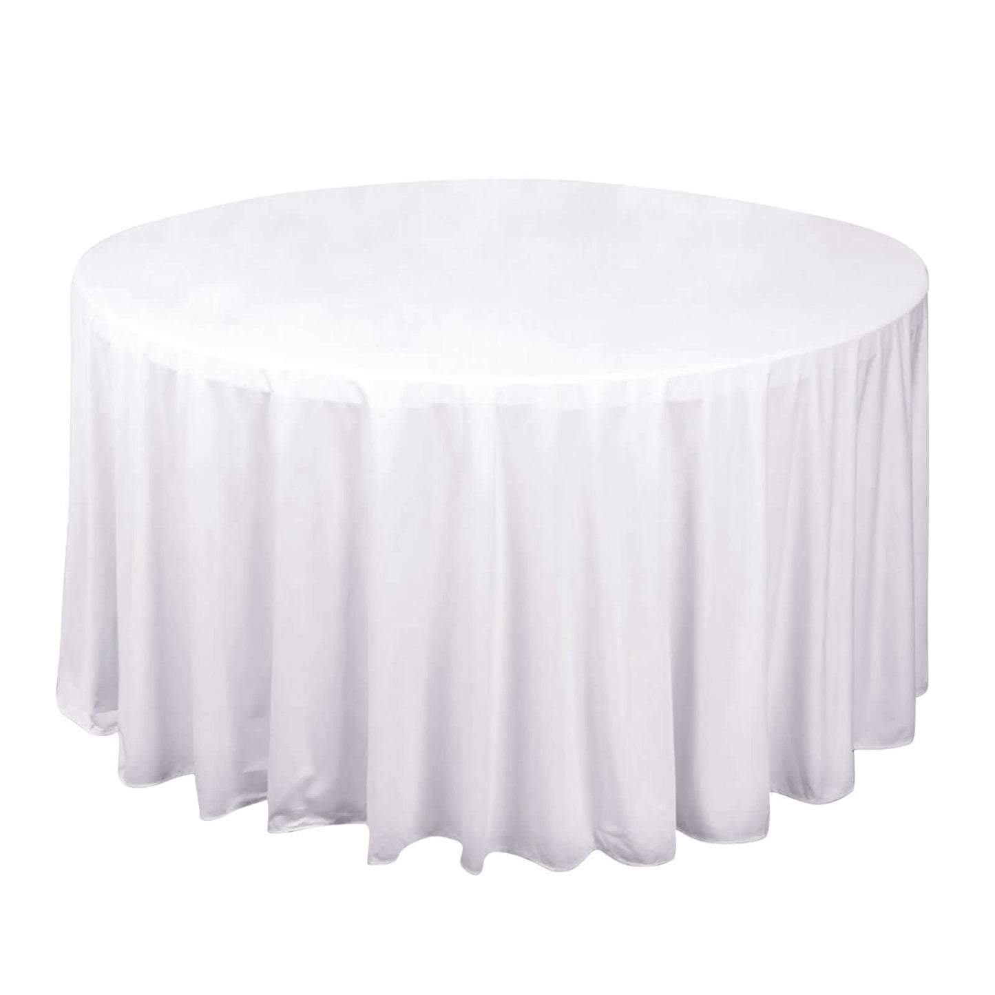 Premium Scuba Round 120" Tablecloth White - Wrinkle Free & Stain Resistant Seamless Table Cover for Weddings & Events Pro Linens