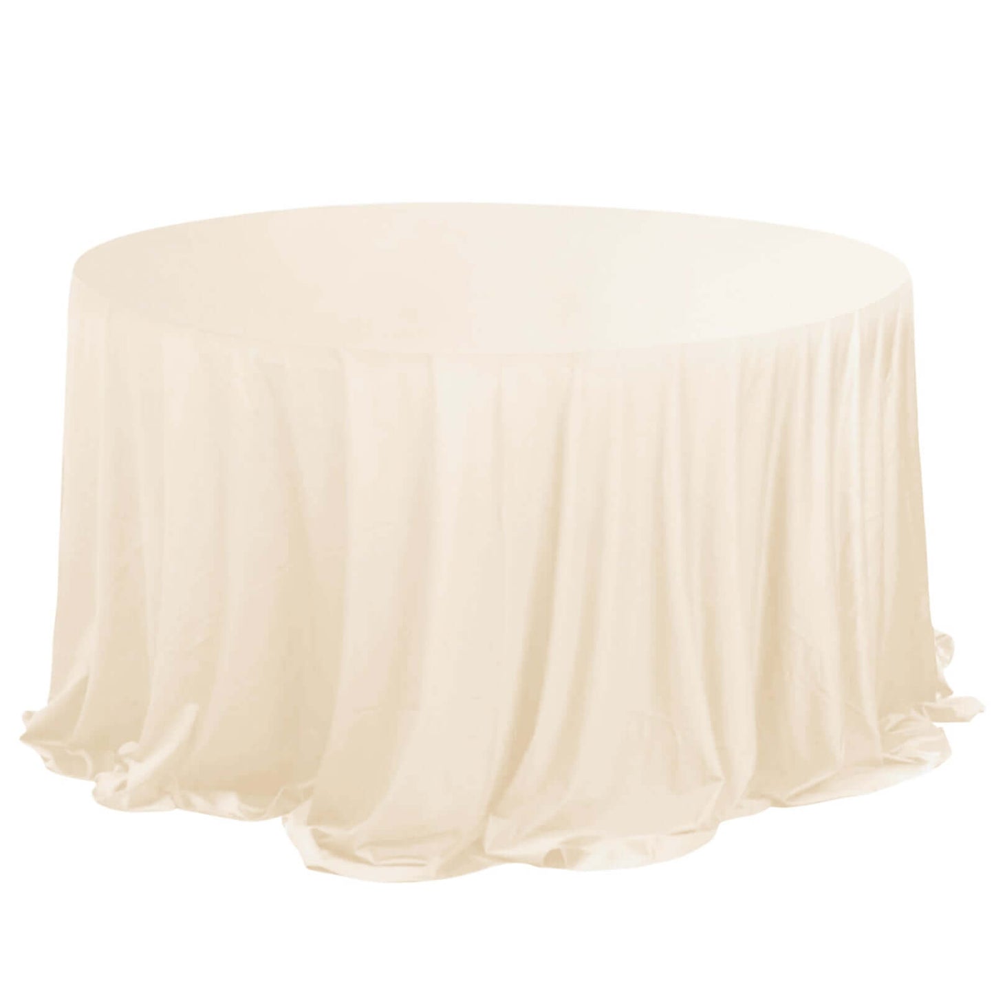 Premium Scuba Round 132" Tablecloth Beige - Wrinkle Free & Stain Resistant Seamless Table Cover Pro Linens