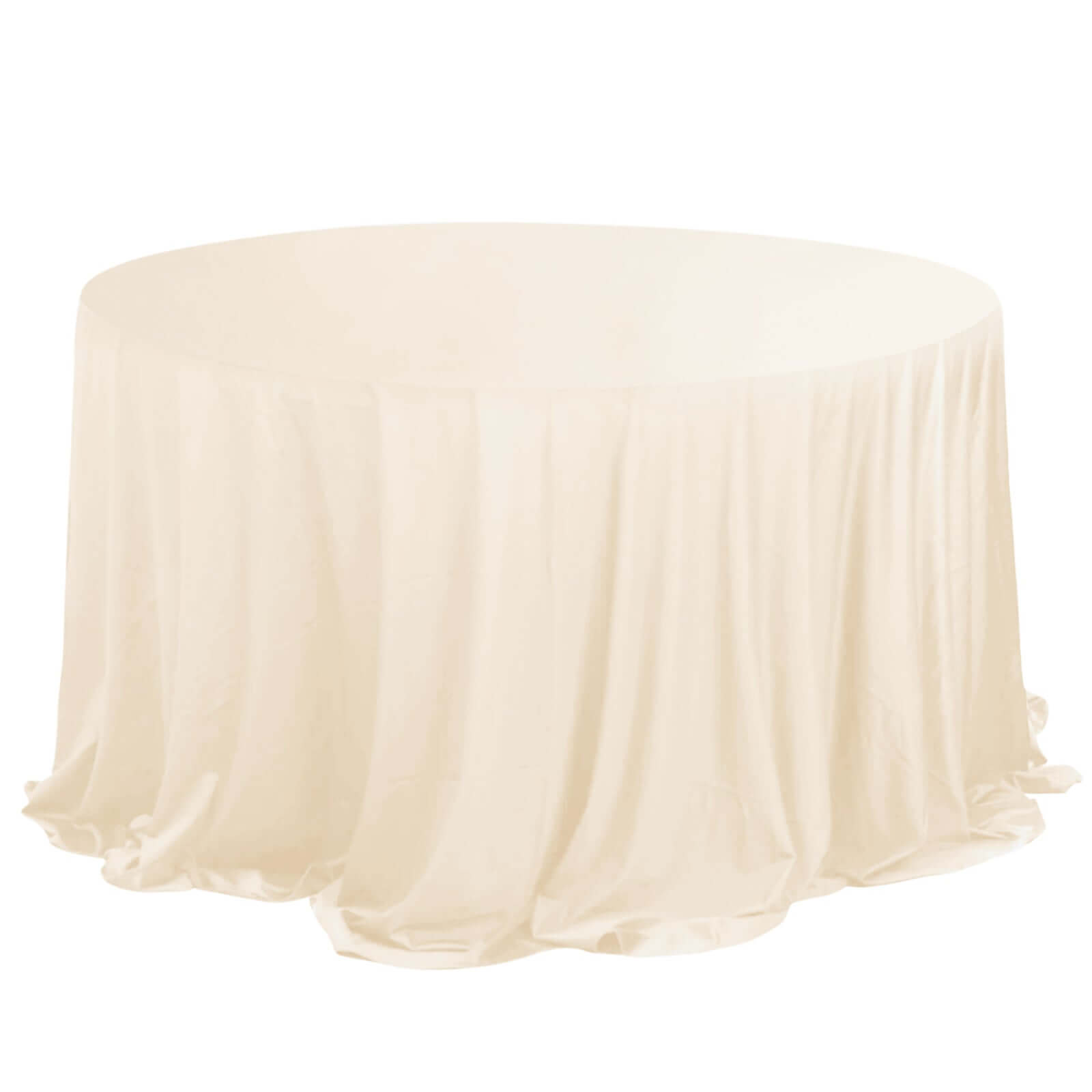 Premium Scuba Round 132" Tablecloth Beige - Wrinkle Free & Stain Resistant Seamless Table Cover Pro Linens