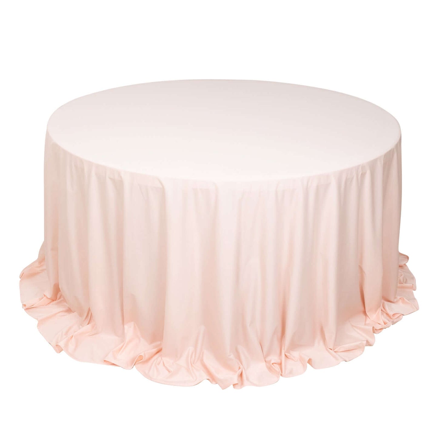 Premium Scuba Round 132" Tablecloth Blush - Wrinkle Free & Stain Resistant Seamless Table Cover Pro Linens