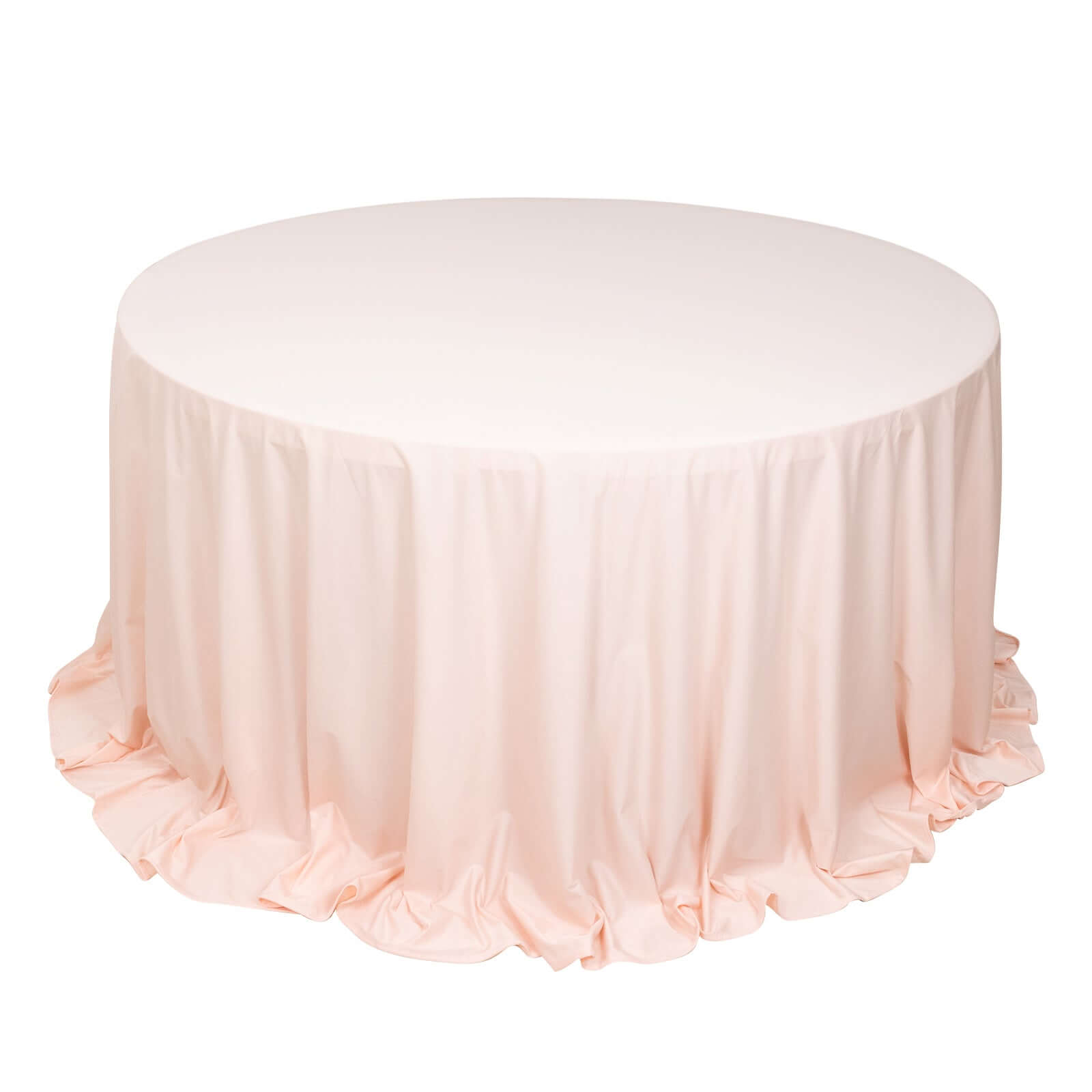 Premium Scuba Round 132" Tablecloth Blush - Wrinkle Free & Stain Resistant Seamless Table Cover Pro Linens