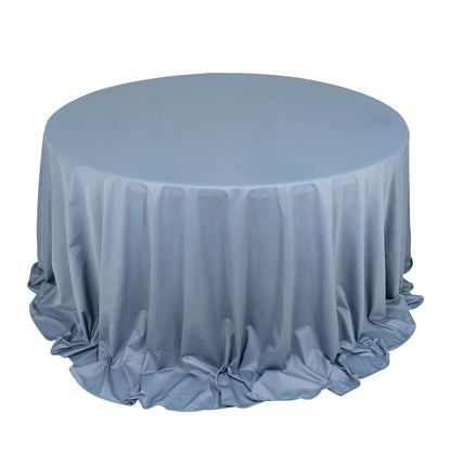 Premium Scuba Round 132" Tablecloth Dusty Blue - Wrinkle Free & Stain Resistant Seamless Table Cover Pro Linens