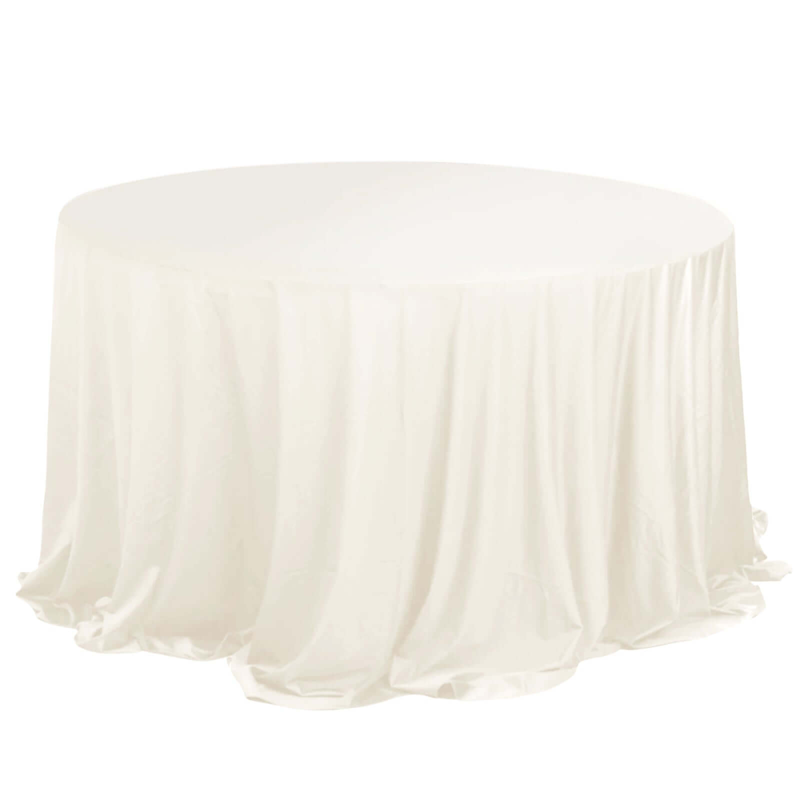 Premium Scuba Round 132" Tablecloth Ivory - Wrinkle Free & Stain Resistant Seamless Table Cover Pro Linens