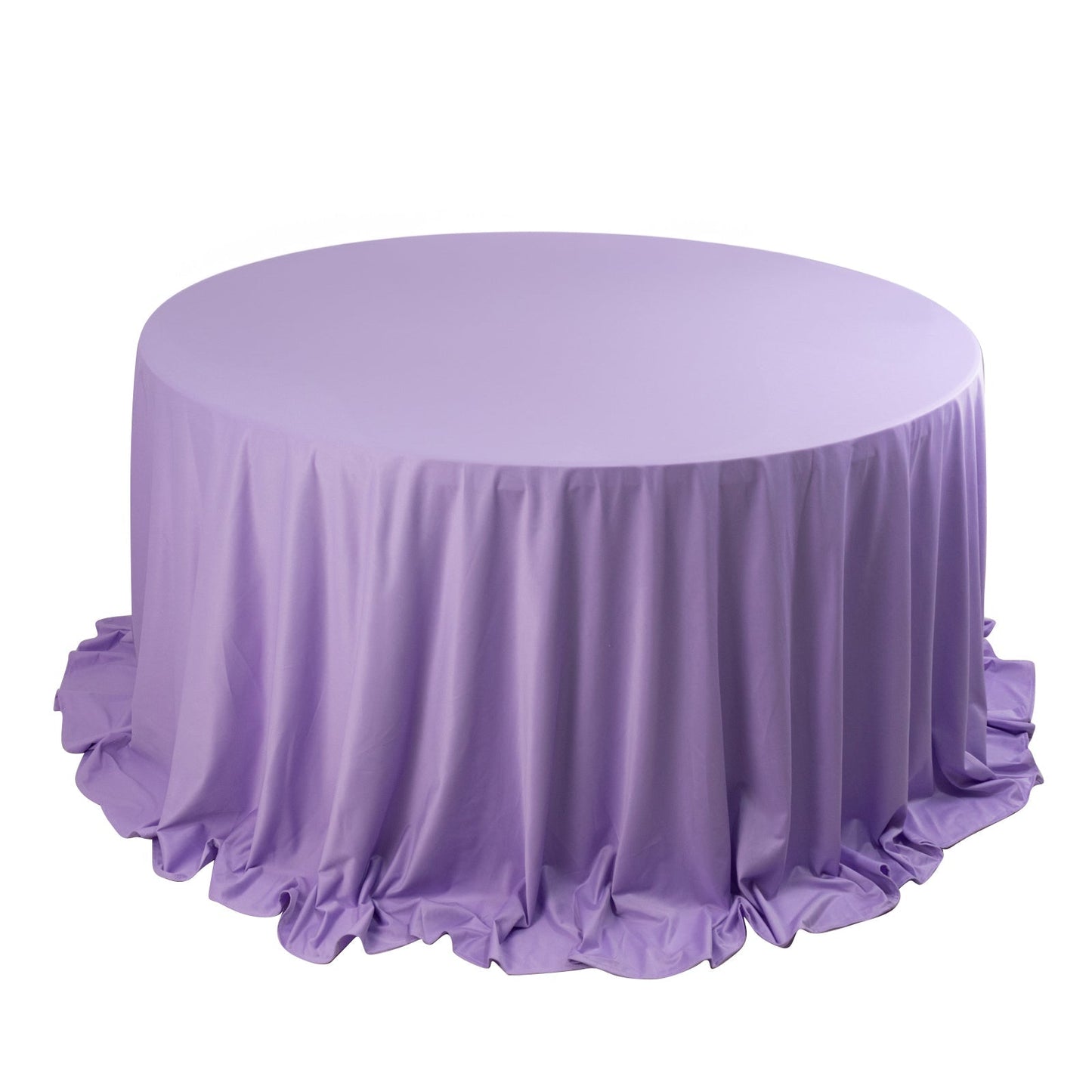 Premium Scuba Round 132" Tablecloth Lavender Lilac - Wrinkle Free & Stain Resistant Seamless Table Cover Pro Linens