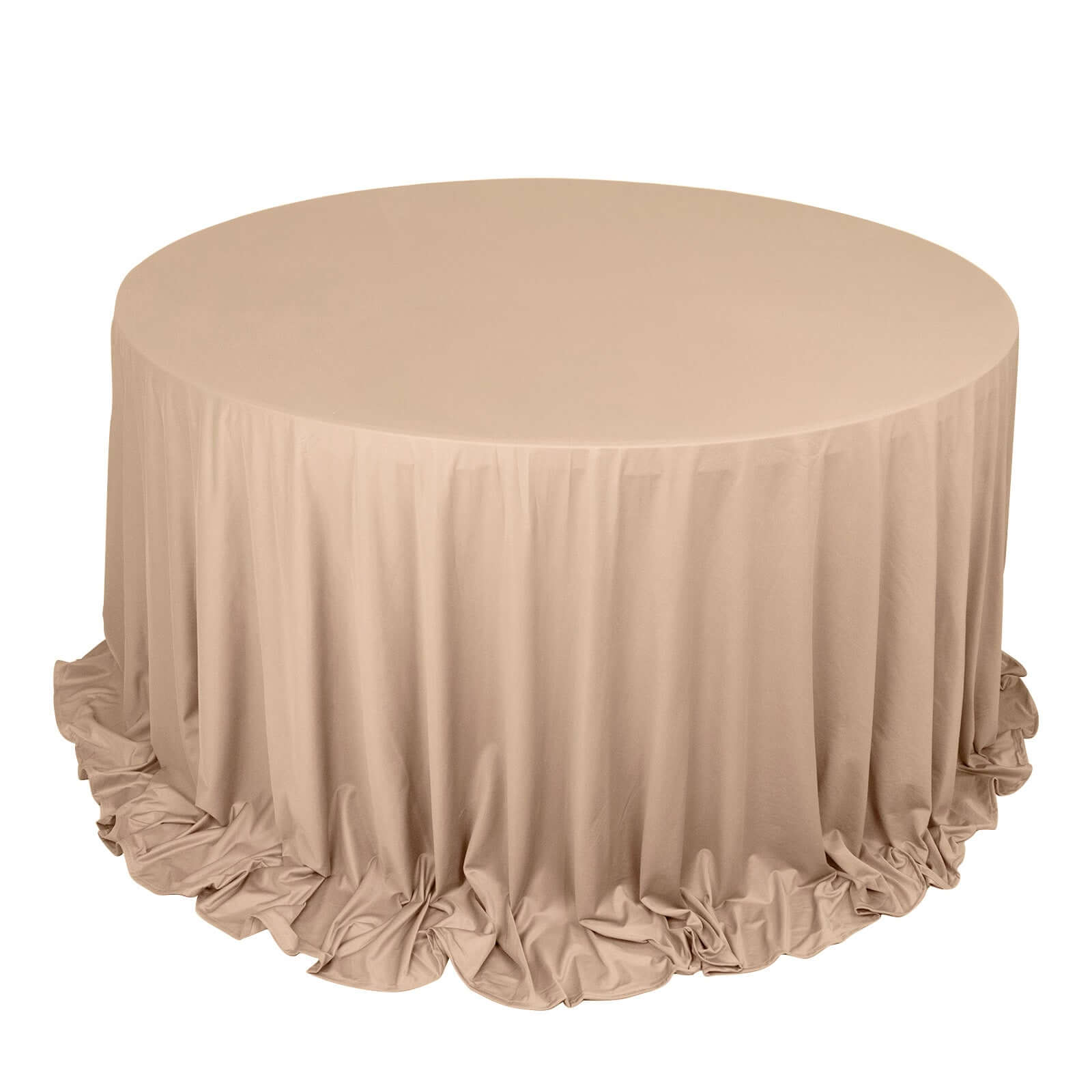 Premium Scuba Round 132" Tablecloth Nude - Wrinkle Free & Stain Resistant Seamless Table Cover Pro Linens