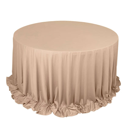 Premium Scuba Round 132" Tablecloth Nude - Wrinkle Free & Stain Resistant Seamless Table Cover Pro Linens