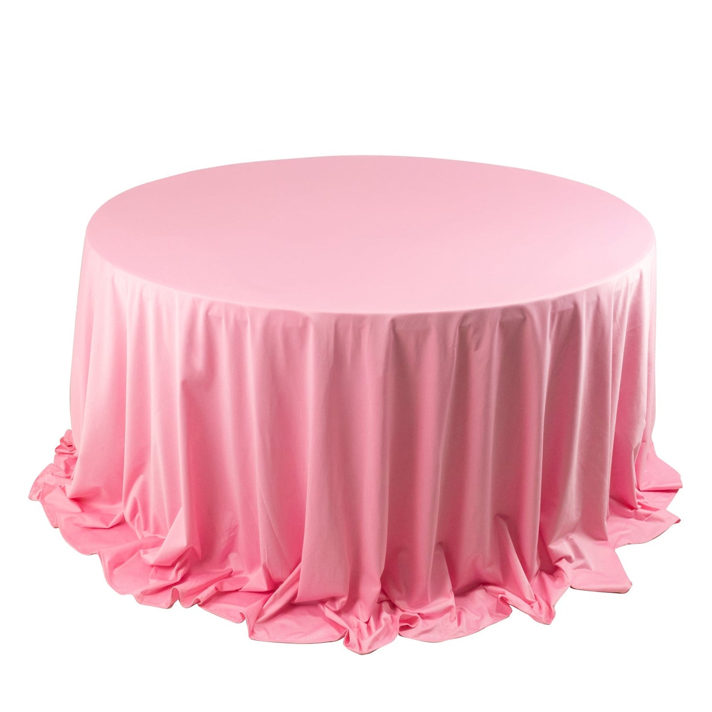 Premium Scuba Round 132" Tablecloth Pink - Wrinkle Free & Stain Resistant Seamless Table Cover Pro Linens