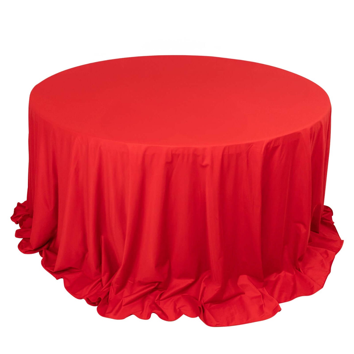 Premium Scuba Round 132" Tablecloth Red - Wrinkle Free & Stain Resistant Seamless Table Cover Pro Linens