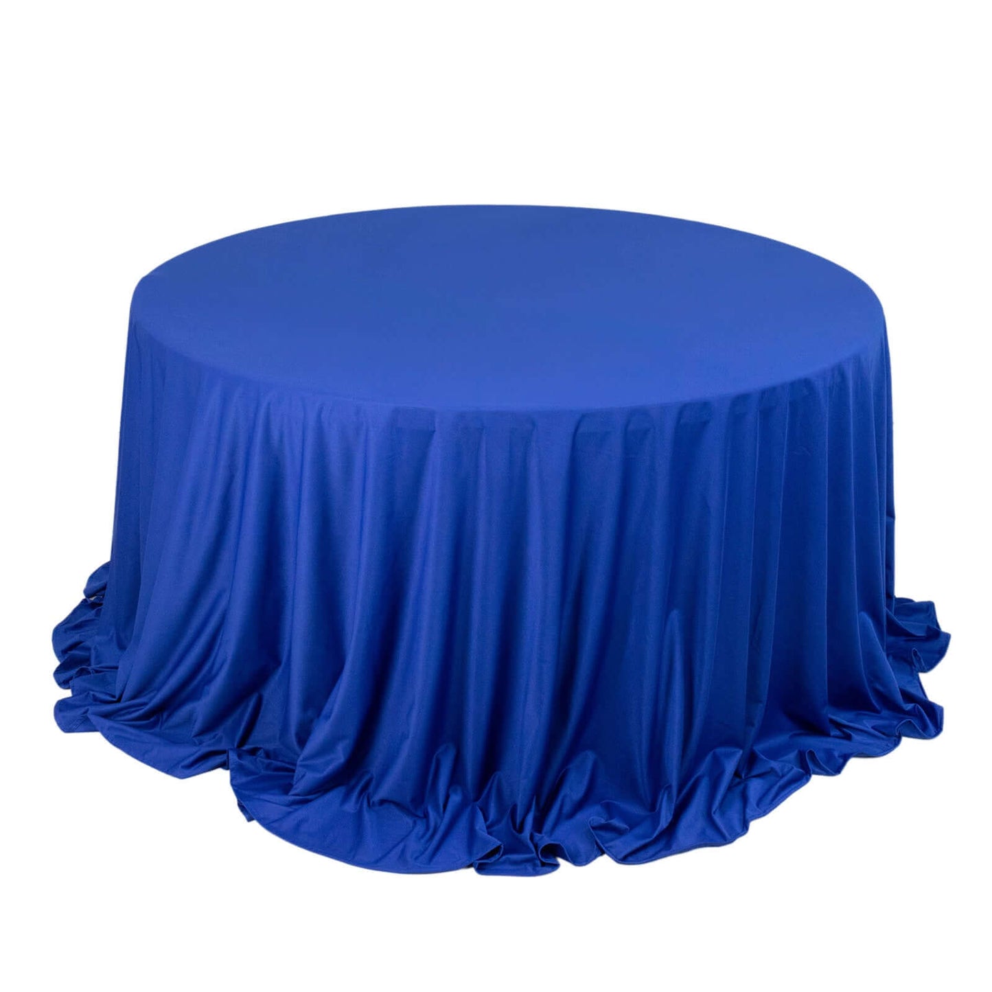 Premium Scuba Round 132" Tablecloth Royal Blue - Wrinkle Free & Stain Resistant Seamless Table Cover Pro Linens