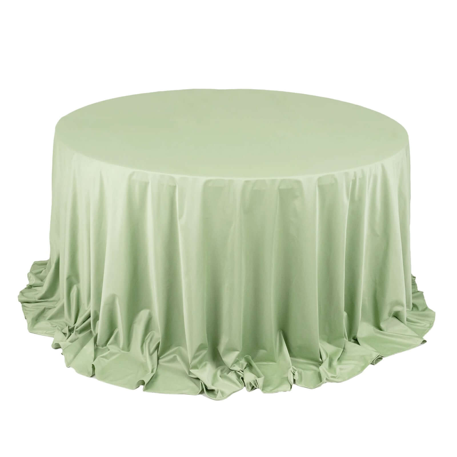 Premium Scuba Round 132" Tablecloth Sage Green - Wrinkle Free & Stain Resistant Seamless Table Cover Pro Linens