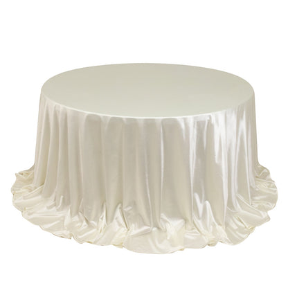 Premium Scuba Round 132" Tablecloth Shimmering Pearl - Wrinkle Free, Stain Resistant & Seamless Table Cover Pro Linens