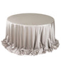 Premium Scuba Round 132" Tablecloth Shimmering Silver - Wrinkle Free, Stain Resistant & Seamless Table Cover Pro Linens