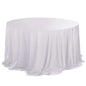 Premium Scuba Round 132" Tablecloth White - Wrinkle Free & Stain Resistant Seamless Table Cover for Weddings & Events Pro Linens