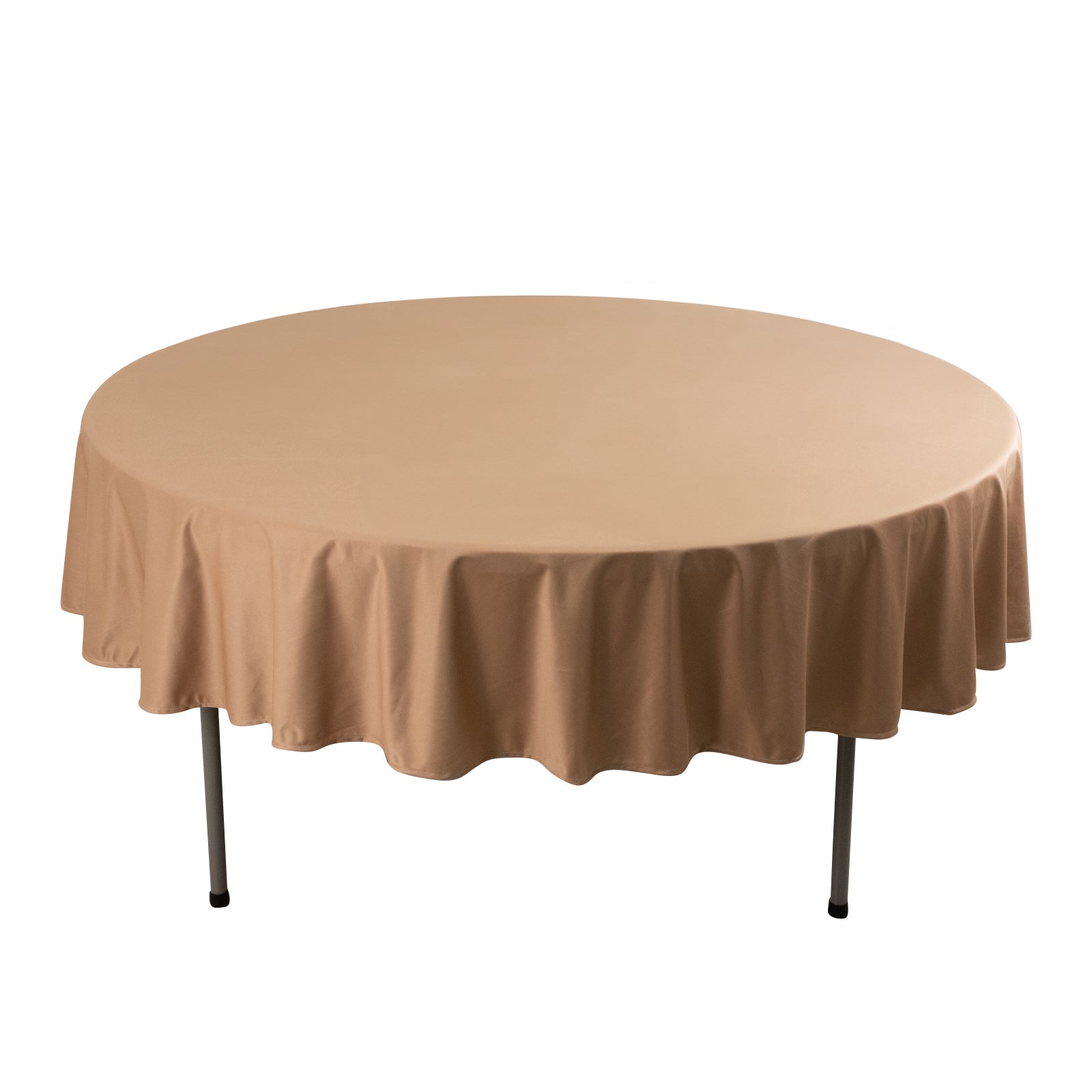 Premium Scuba Round 90" Tablecloth Nude - Wrinkle Free & Stain Resistant Table Cover Pro Linens