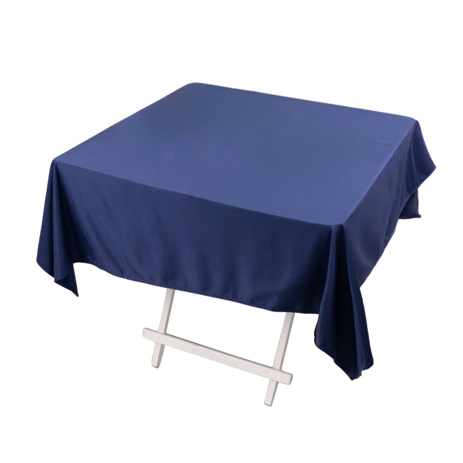 Premium Scuba Square 54"x54" Tablecloth Navy Blue - Wrinkle Free & Stain Resistant Table Cover Pro Linens