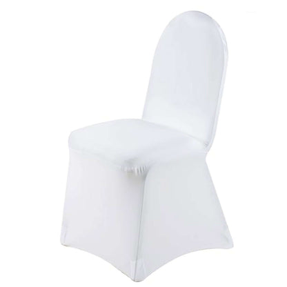 Premium Spandex Chair Cover with Foot Pockets for Banquet Chairs White - Stylish Stretch 220GSM Fitted Slipcover for Weddings Pro Linens