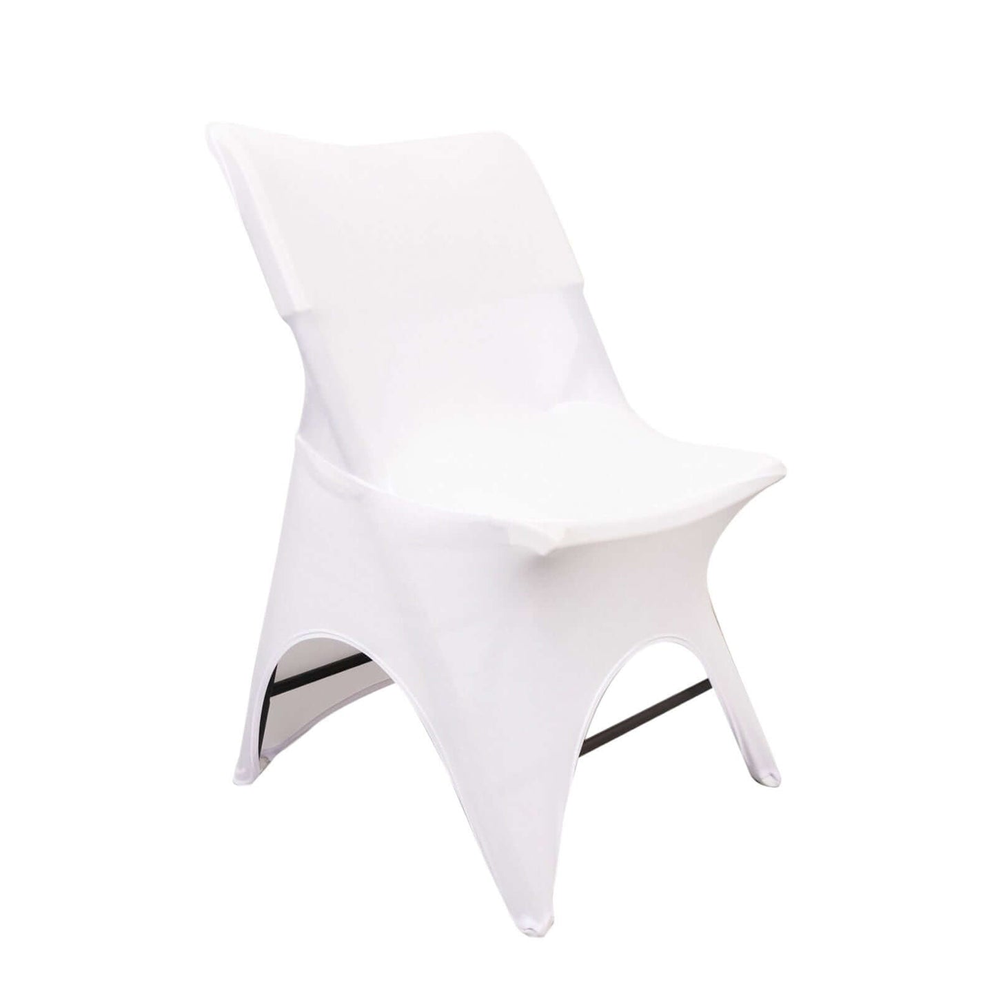 Premium Stretch Spandex Chair Cover White for Folding Chairs - Stylish 3-Way Open Arch 160GSM Fitted Slipcover with Reinforced Foot Pockets Pro Linens