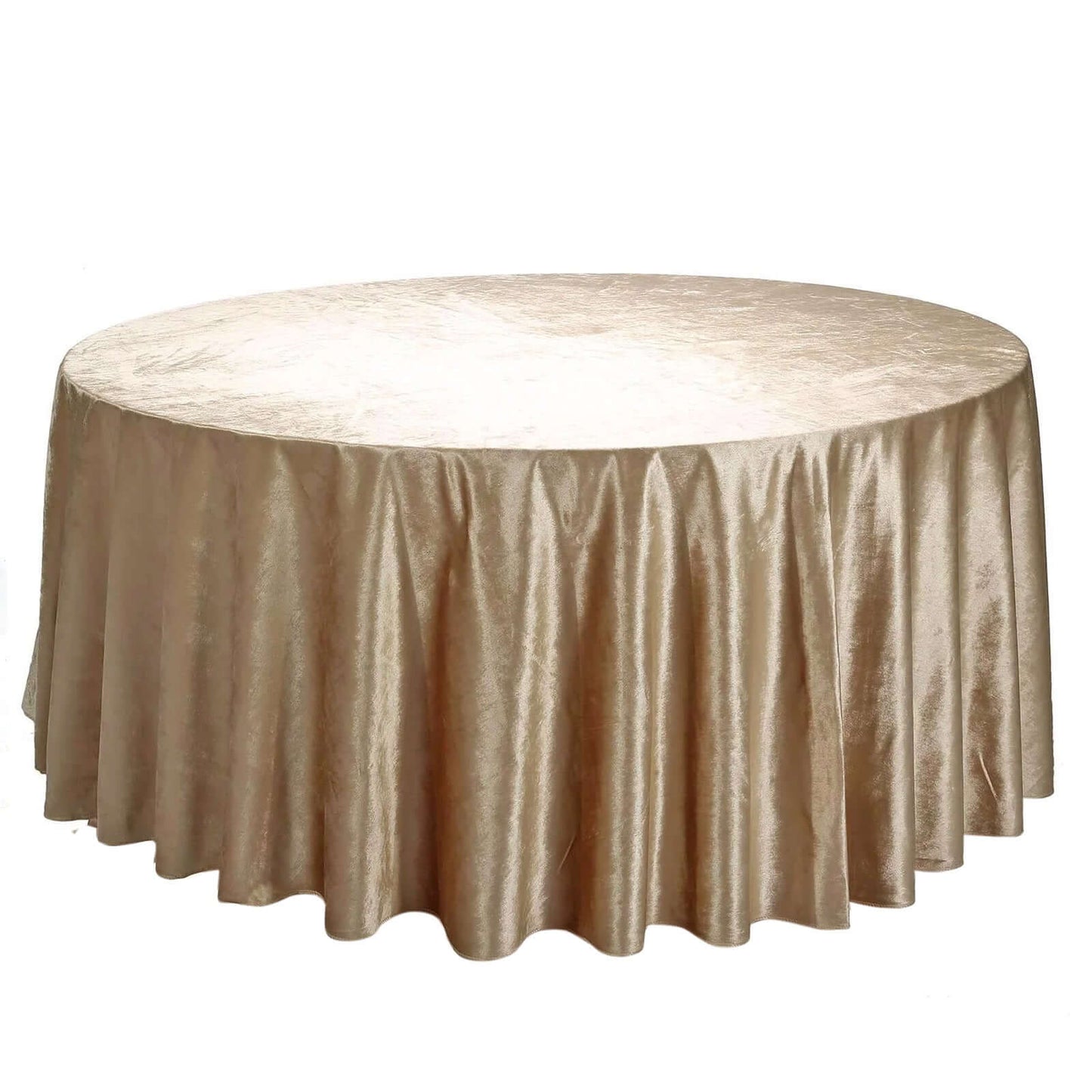 Premium Velvet 120" Round Tablecloth Champagne - Reusable Soft & Seamless Table Cover Pro Linens