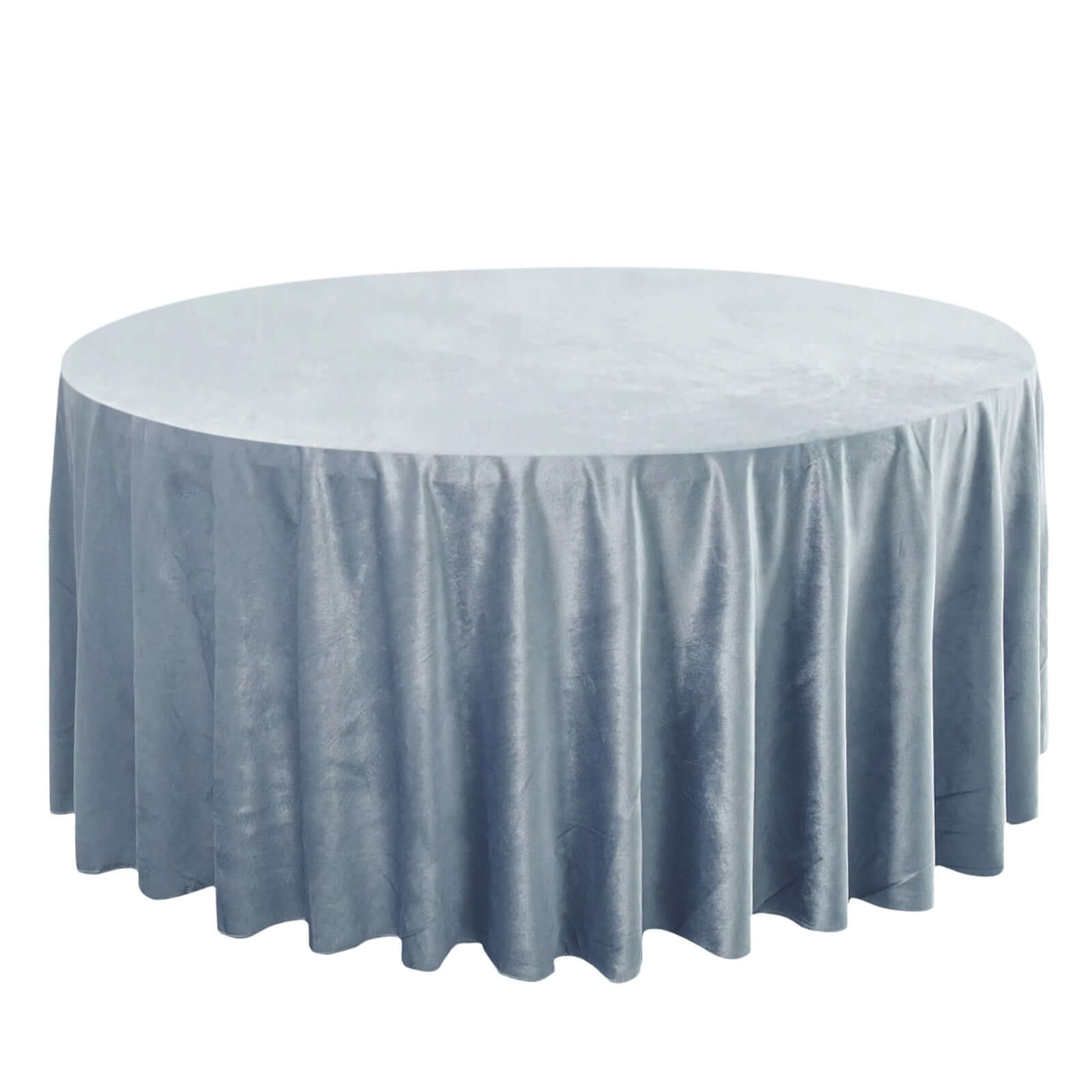 Premium Velvet 120" Round Tablecloth Dusty Blue - Reusable Soft & Seamless Table Cover Pro Linens