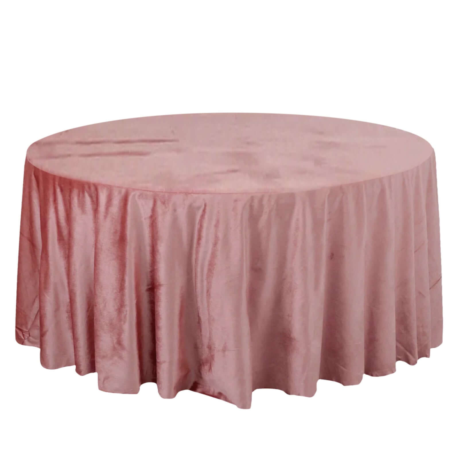 Premium Velvet 120" Round Tablecloth Dusty Rose - Reusable Soft & Seamless Table Cover Pro Linens