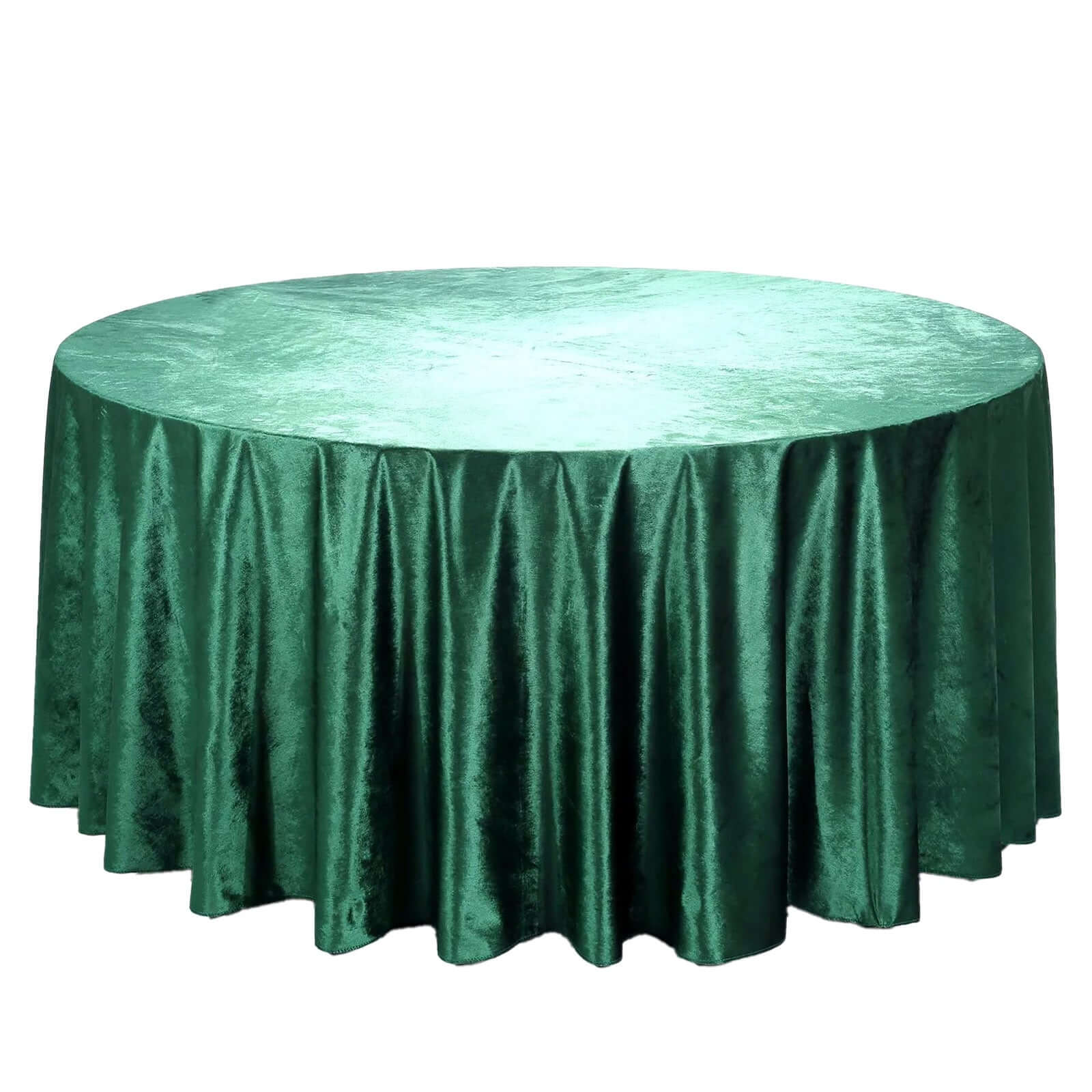 Premium Velvet 120" Round Tablecloth Hunter Emerald Green - Reusable Soft & Seamless Table Cover Pro Linens