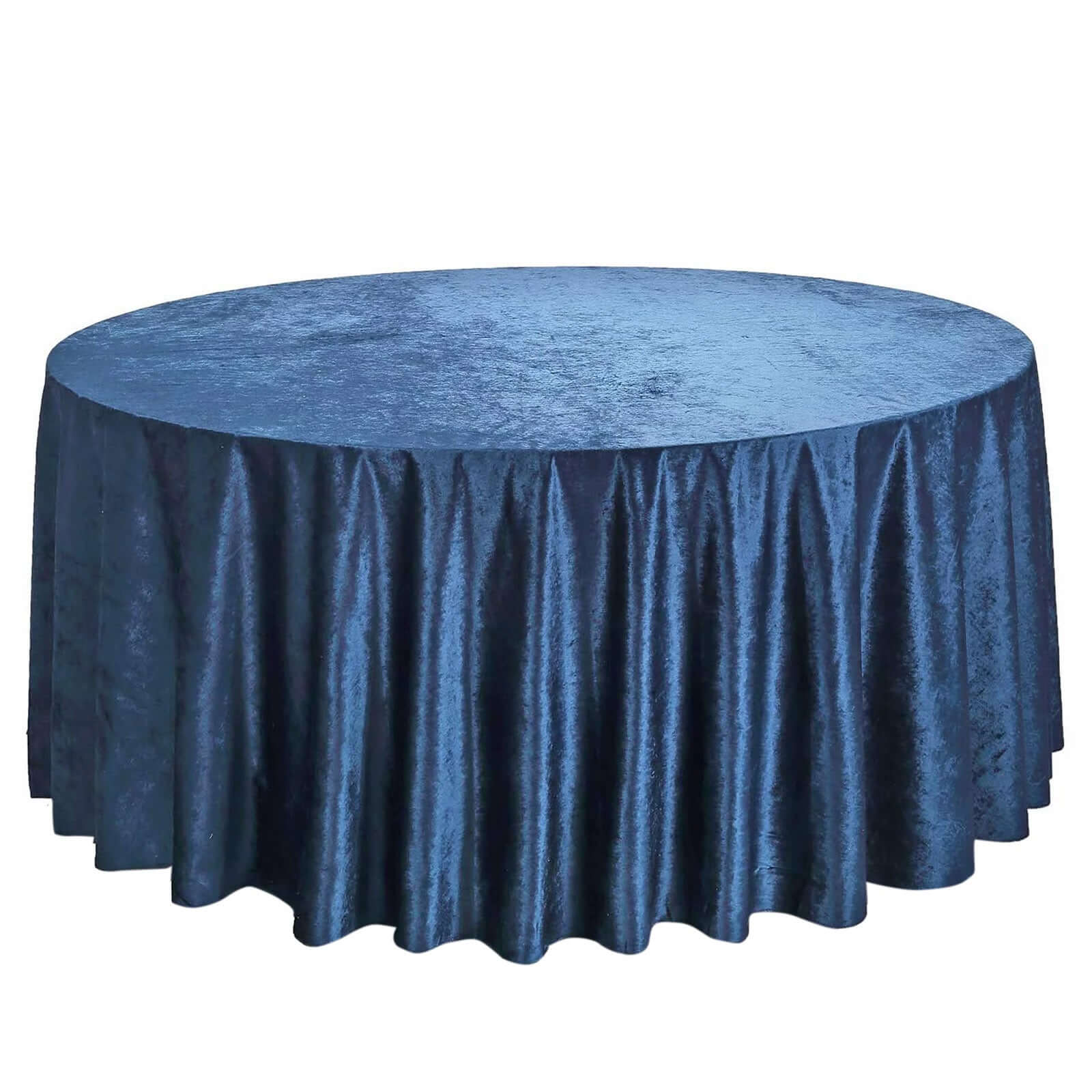 Premium Velvet 120" Round Tablecloth Navy Blue - Reusable Soft & Seamless Table Cover Pro Linens