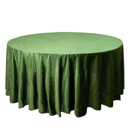 Premium Velvet 120" Round Tablecloth Olive Green - Reusable Soft & Seamless Table Cover Pro Linens