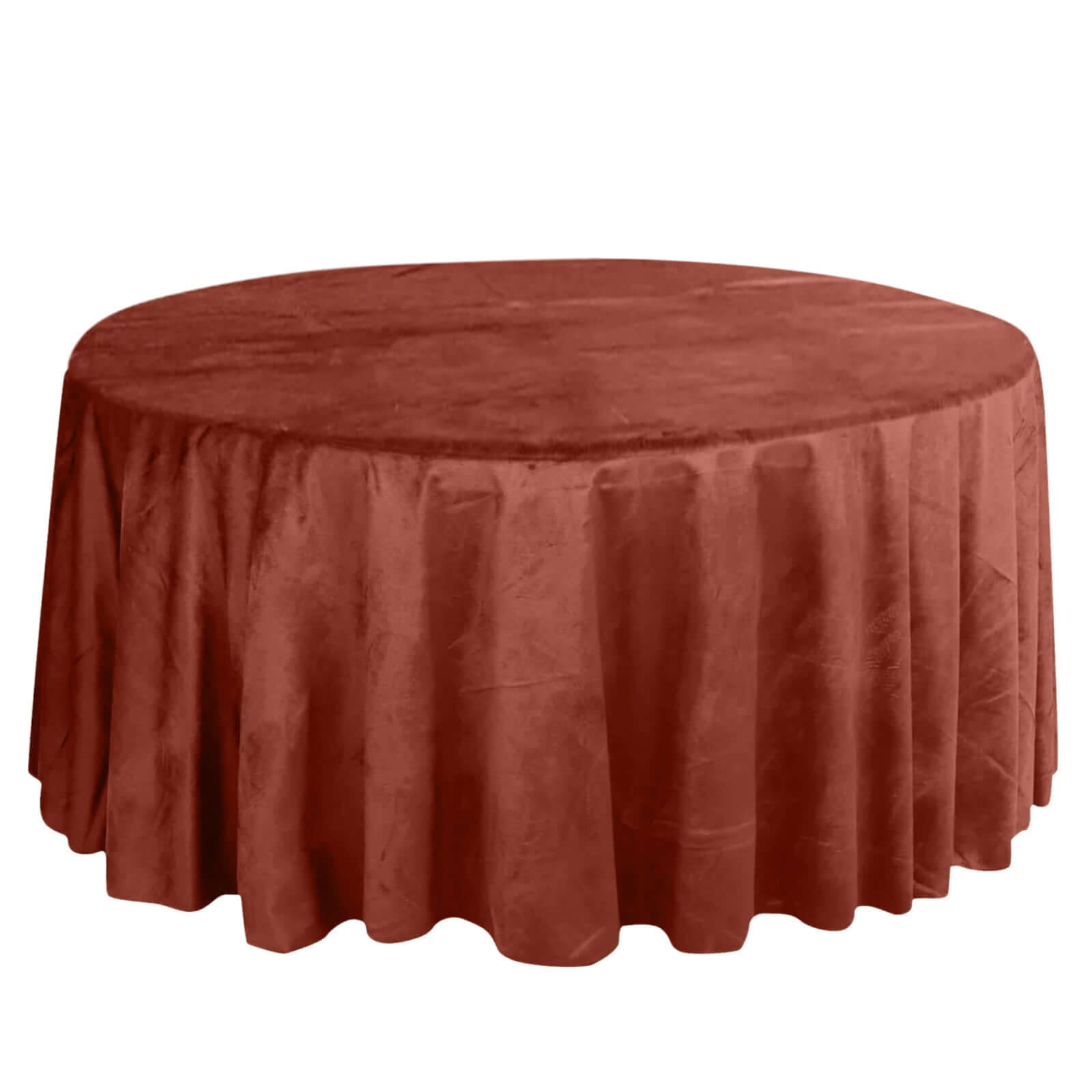 Premium Velvet 120" Round Tablecloth Terracotta (Rust) - Reusable Soft & Seamless Table Cover Pro Linens