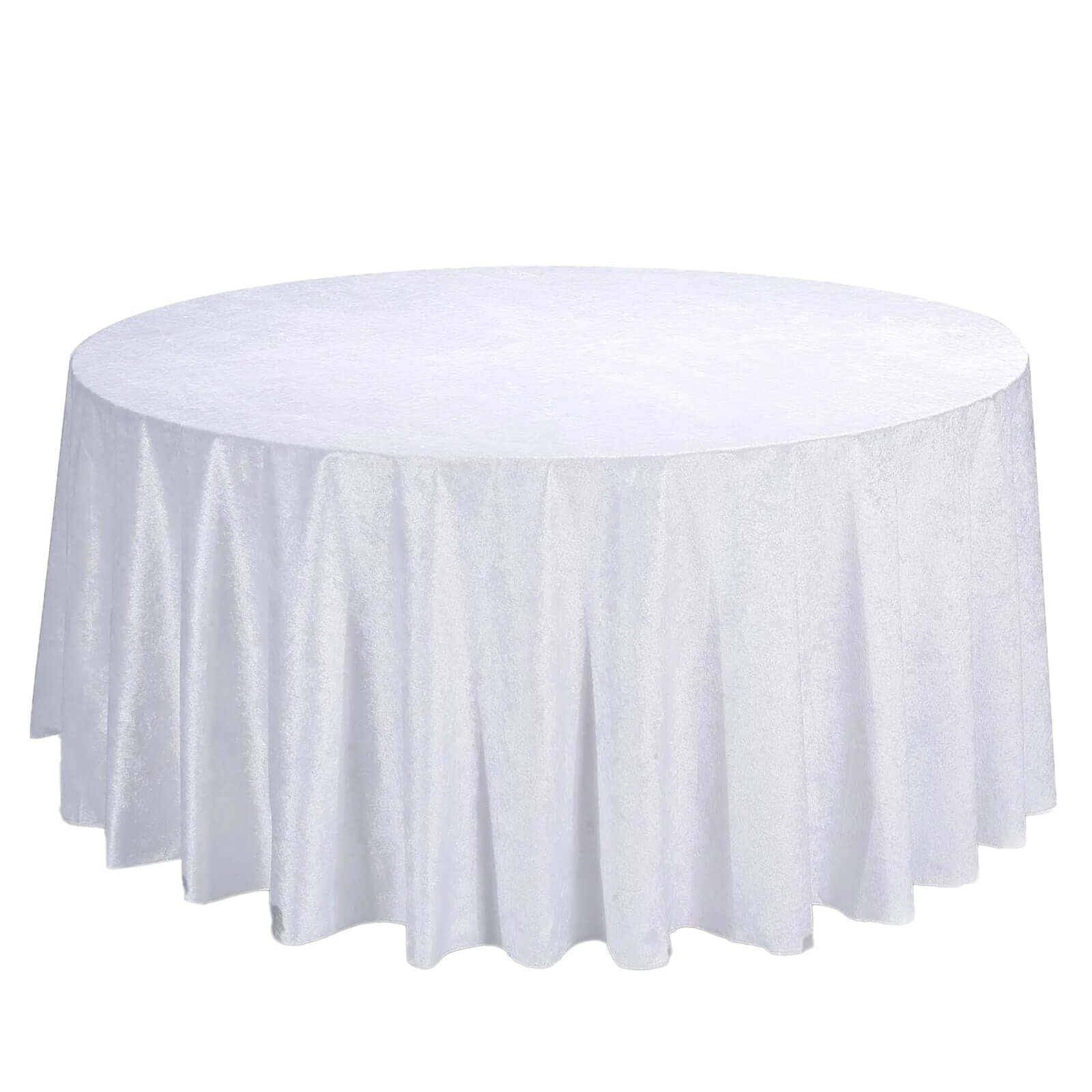 Premium Velvet 120" Round Tablecloth White - Reusable Soft & Seamless Table Cover Pro Linens