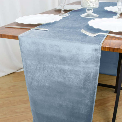 Premium Velvet 12"x108" Table Runner Dusty Blue - Sheen Finish Reusable Table Decor Pro Linens