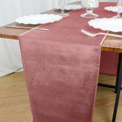 Premium Velvet 12"x108" Table Runner Dusty Rose - Sheen Finish Reusable Table Decor Pro Linens