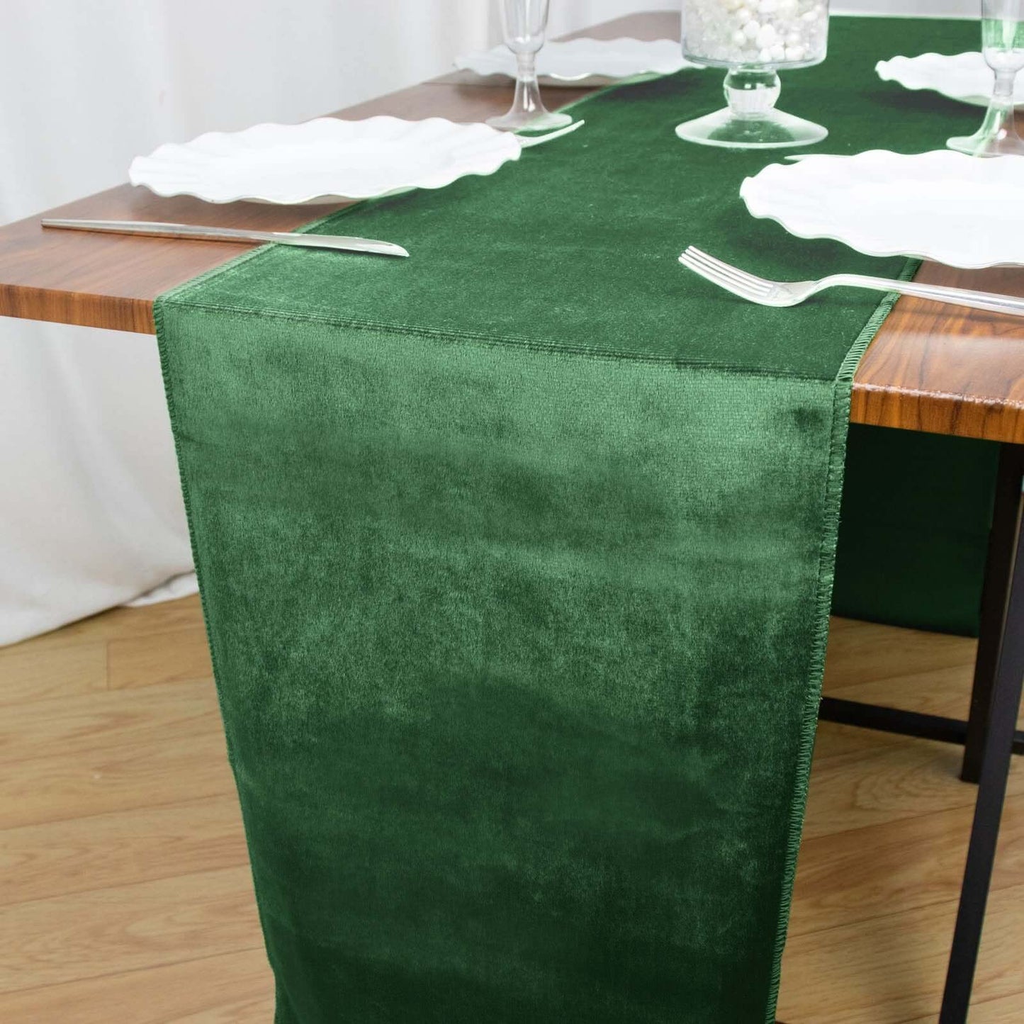 Premium Velvet 12"x108" Table Runner Hunter Emerald Green - Sheen Finish Reusable Table Decor Pro Linens