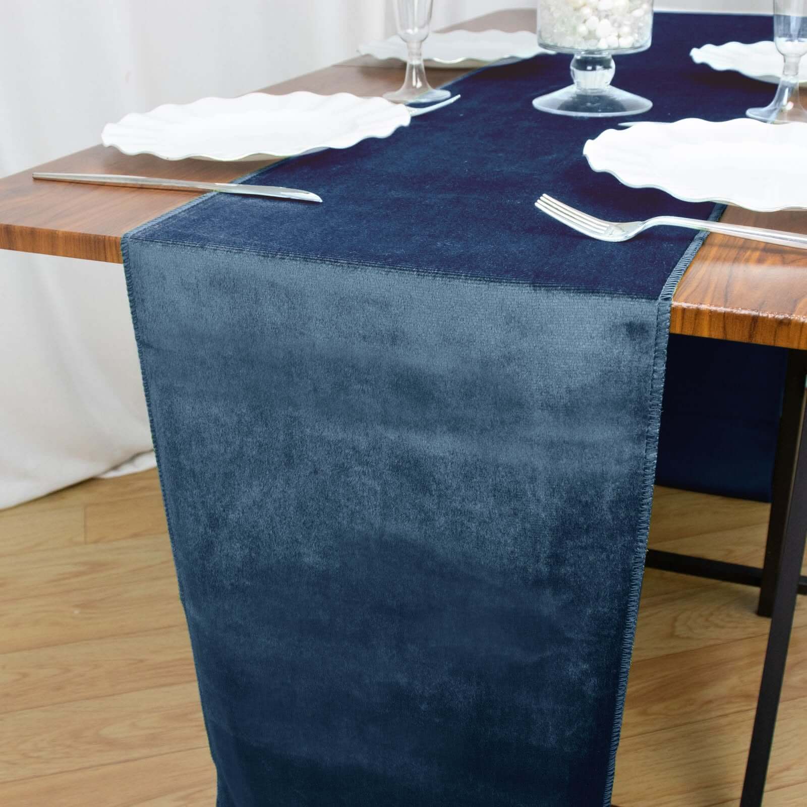 Premium Velvet 12"x108" Table Runner Navy Blue - Sheen Finish Reusable Table Decor Pro Linens