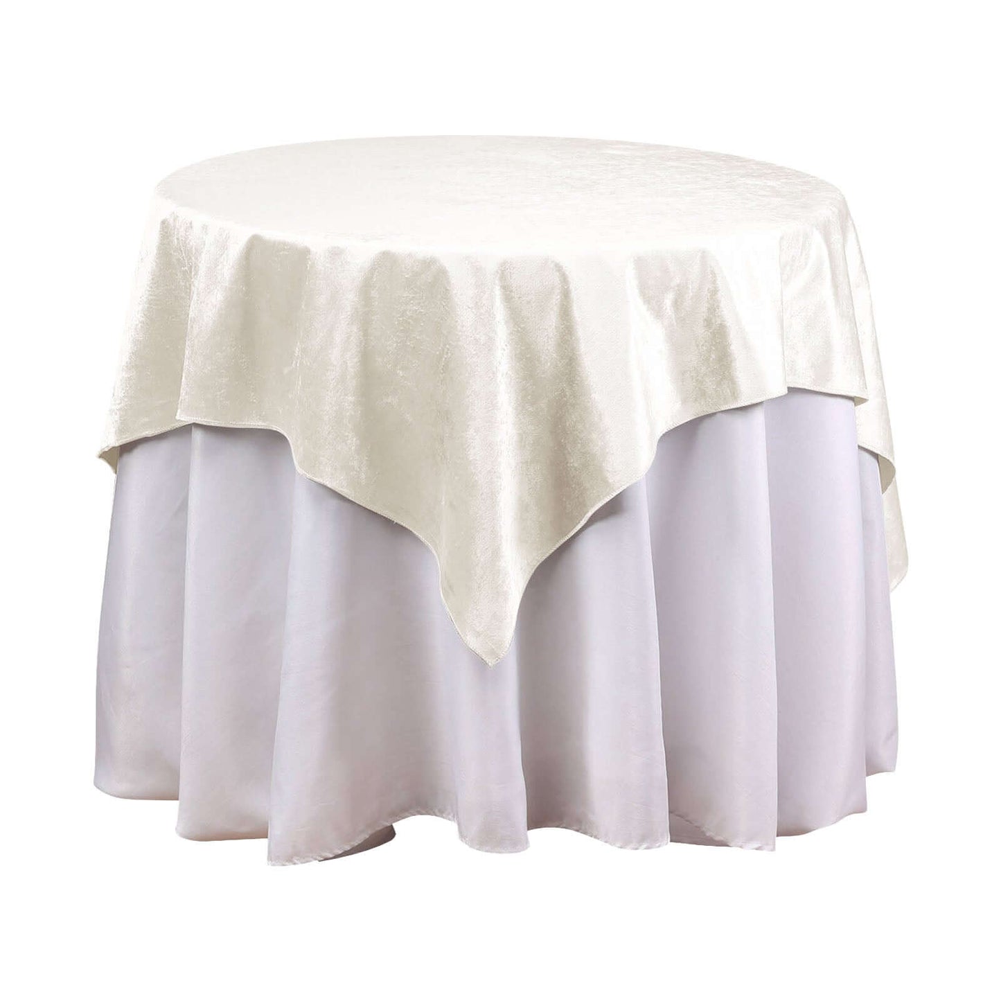 Premium Velvet 54"x54" Square Table Overlay Square Tablecloth Ivory - Exquisite Soft Textured Feel Reusable Table Cover Pro Linens