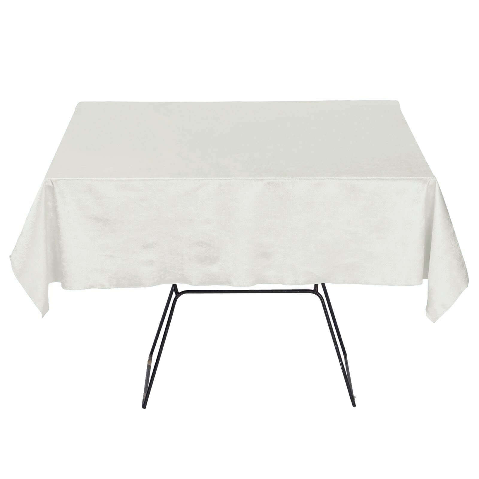 Premium Velvet 54"x54" Square Tablecloth Ivory - Exquisite Soft Textured Feel Reusable Table Cover Pro Linens