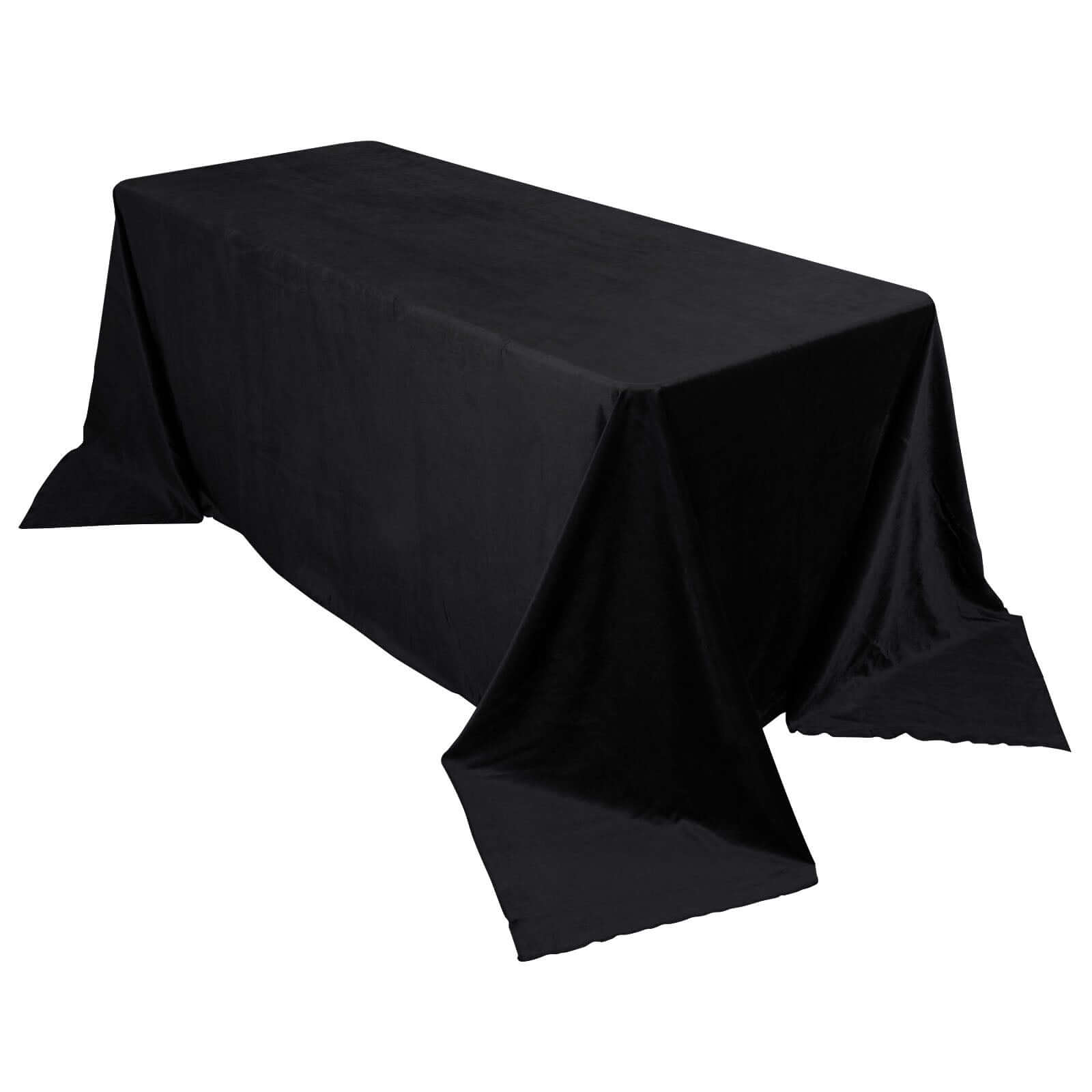 Premium Velvet 90"x132" Rectangle Tablecloth Black - Reusable Soft & Polished Seamless Table Cover for Luxury Weddings & Events Pro Linens