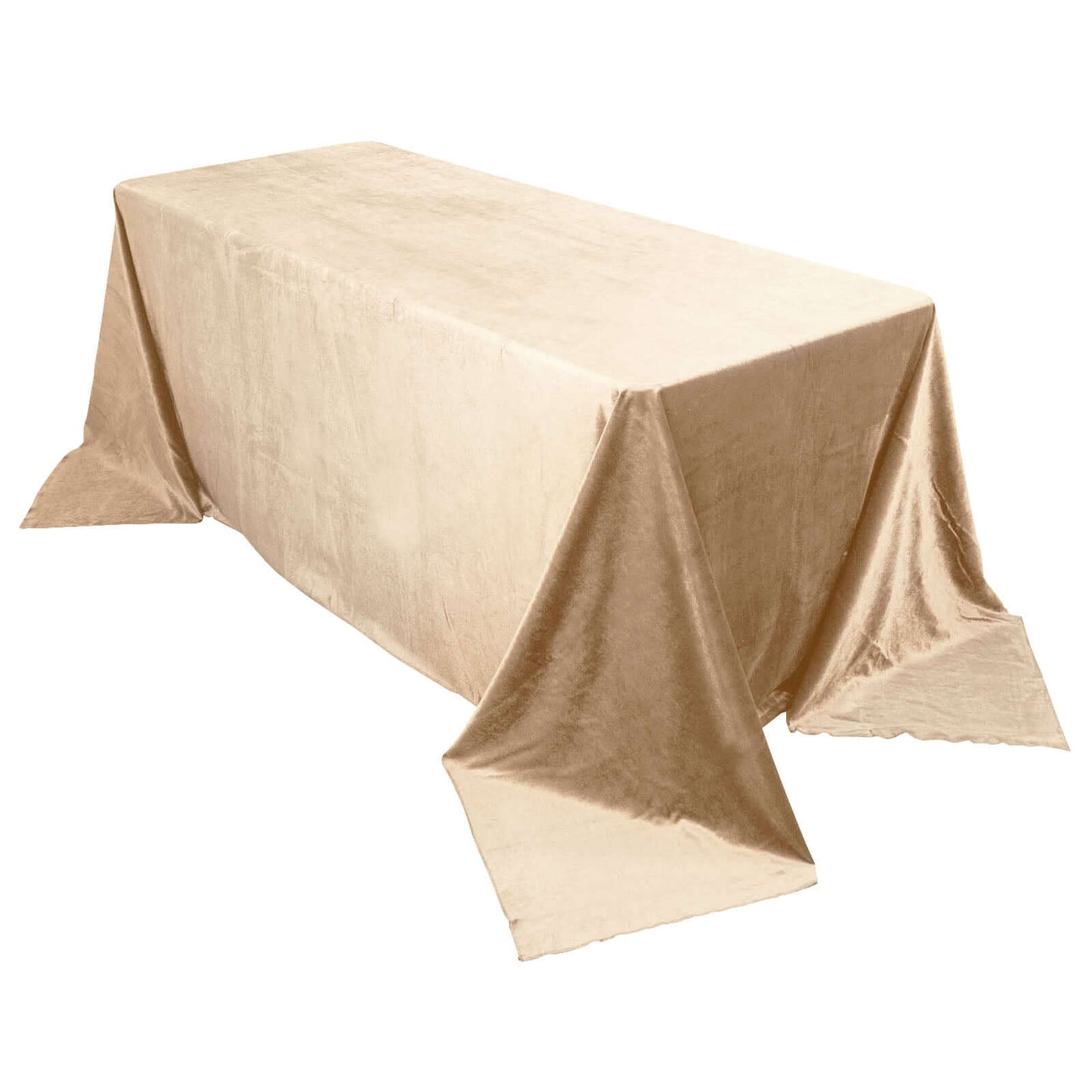 Premium Velvet 90"x132" Rectangle Tablecloth Champagne - Reusable Soft & Seamless Table Cover Pro Linens