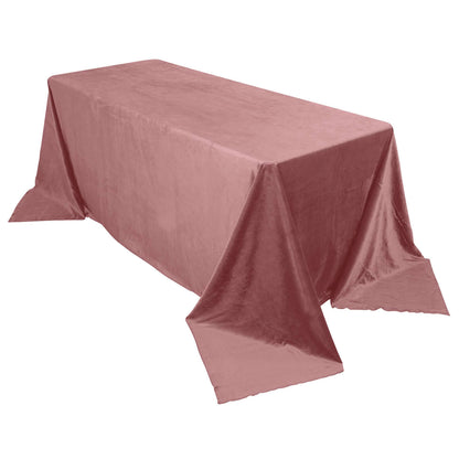 Premium Velvet 90"x132" Rectangle Tablecloth Dusty Rose - Reusable Soft & Seamless Table Cover Pro Linens