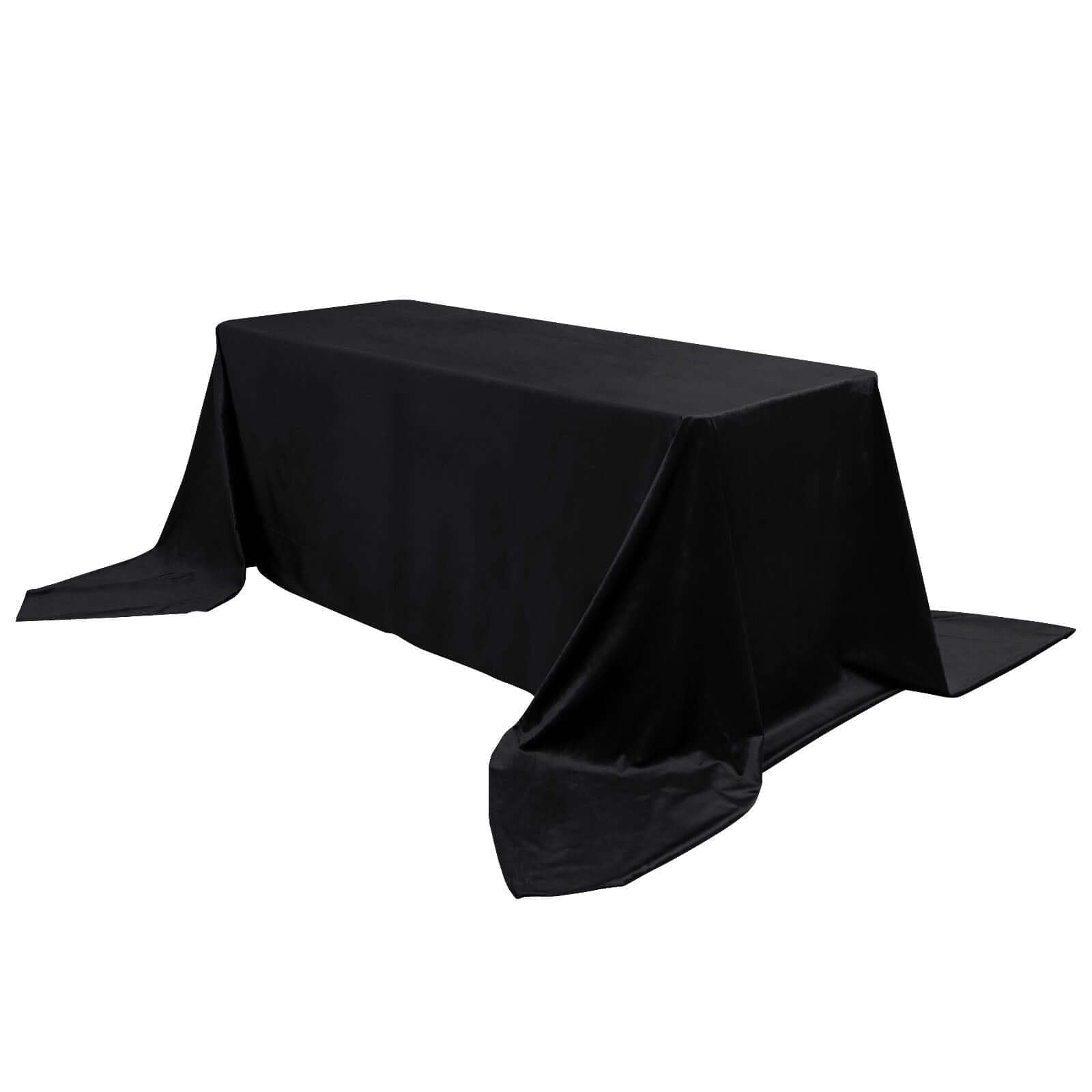 Premium Velvet 90"x156" Rectangle Tablecloth Black - Reusable Soft & Stylish Seamless Table Cover for Sophisticated Weddings & Events Pro Linens