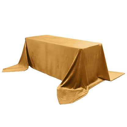 Premium Velvet 90"x156" Rectangle Tablecloth Gold - Reusable Soft & Stylish Seamless Table Cover for Sophisticated Weddings & Events Pro Linens